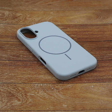 Чехол-накладка для iPhone 16, Silicon Case, магнитный (MagSafe), без лого, X-CASE, светло-голубой