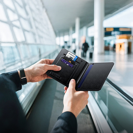 Устройство для поиска вещей E91G, синхронизация с IOS, Носо, в виде обложки для паспорта, черный