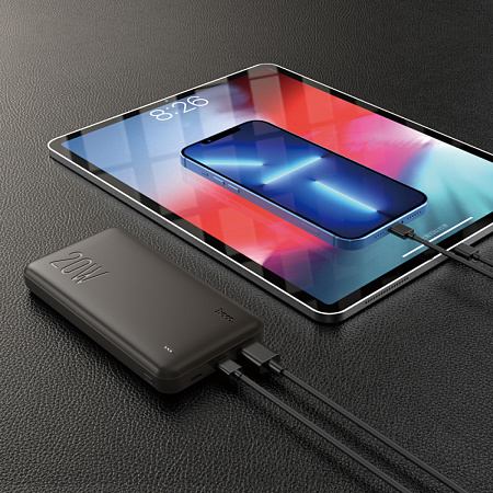 Универсальный Доп. Аккумулятор 10000mAh, J87, HOCO, выход 1 USB (18W), 1 PD (20W), вход Micro/Type-C, черный