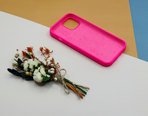 Чехол - накладка для iPhone 13, Silicon Case, без лого, ярко-розовый