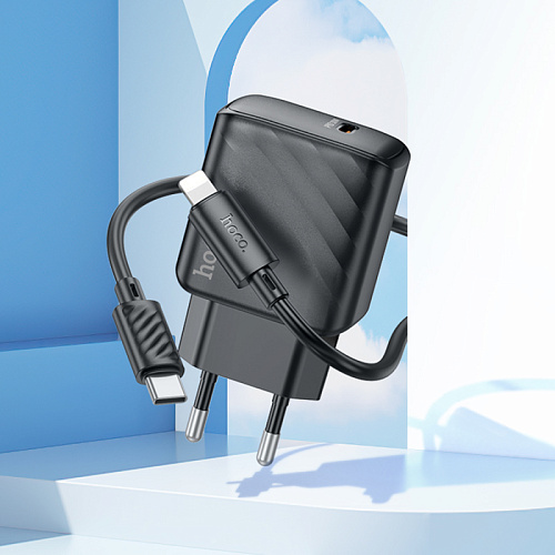 Сетевое зарядное устройство, 1 PD 30W (CS22A), HOCO, Type-C to Lightning, черный