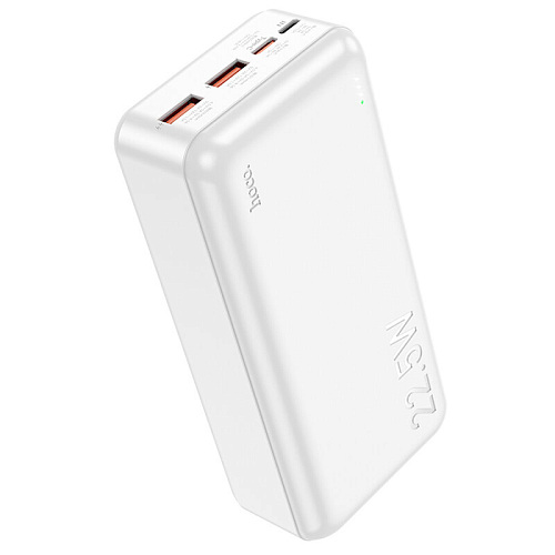 Универсальный Доп. Аккумулятор 30000mAh, J101B, HOCO, выход: 2 USB (22.5W)+1 PD (20W), белый