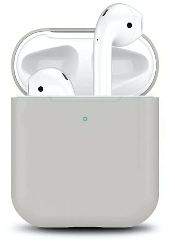 Чехол силиконовый для Airpods 1/Airpods 2 case, X-CASE, светло-серый, слоновая кость