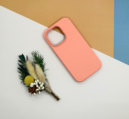 Чехол-накладка для iPhone 14 Pro, Silicon Case, без лого, лососевый