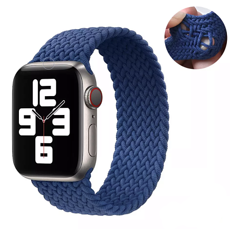 Ремешок на руку для Apple Watch 38/40/41 мм, нейлоновый эластичный №6, синий