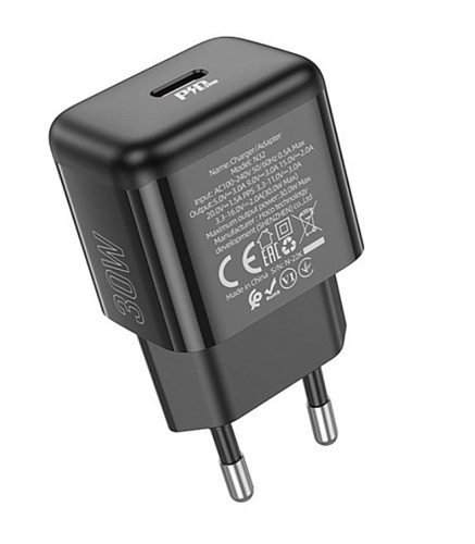Сетевое зарядное устройство, 1 PD 30W (N32), HOCO, Type-C to Type-C, черный