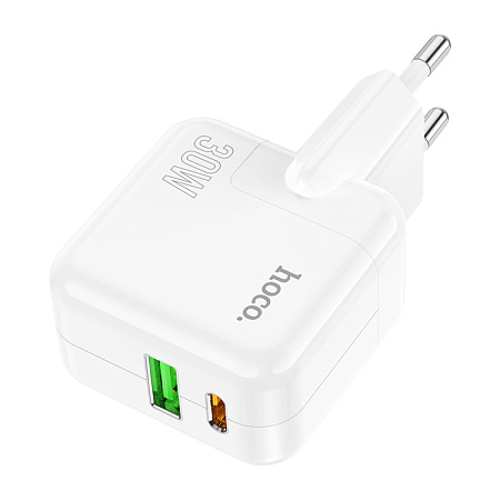 Сетевое зарядное устройство, 1 PD 35W + 1 USB 3.0 QC (C111A), HOCO, белый