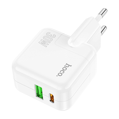 Сетевое зарядное устройство, 1 PD 35W + 1 USB 3.0 QC (C111A), HOCO, белый