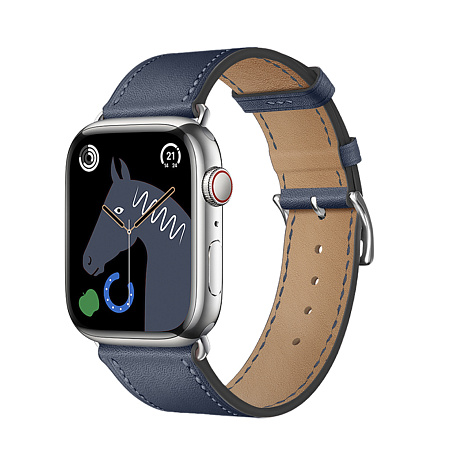 Ремешок на руку для Apple Watch 44/45/46/49 мм, HOCO, WA17, коровья кожа, темно-синий