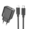 Сетевое зарядное устройство, 1 PD 30W (CS22A), HOCO, Type-C to Lightning, черный