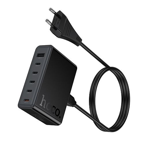 Сетевое зарядное устройство, 5 PD 45W + 1 USB (C150A), HOCO, 1.5м, цвет черный
