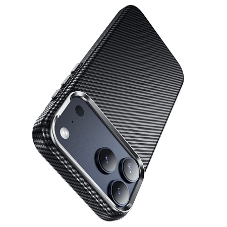 Чехол для iPhone 17 Pro Max, карбон, Магнитный (MagSafe), AS13, HOCO, черный