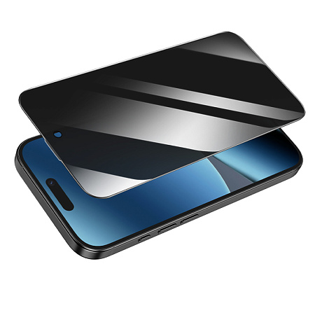 Защитное стекло для iPhone 16 Pro/17, G777 Plus, HOCO, anti-static, антишпион, черное