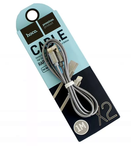 USB дата кабель Lightning, HOCO, X2, серебрянный