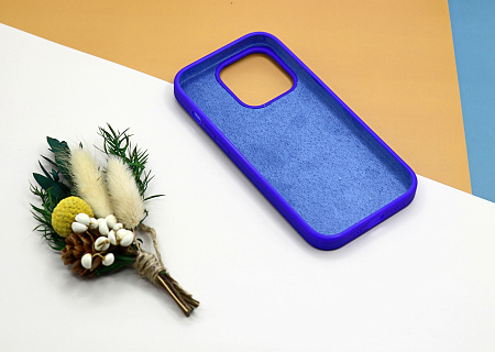 Чехол-накладка для iPhone 14 Pro, Silicon Case, без лого, пурпурно-синий