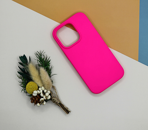 Чехол-накладка для iPhone 14 Pro, Silicon Case, без лого, ярко-розовый
