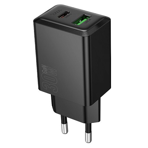 Сетевое зарядное устройство, 1 PD 30W + 1 USB 3.0 QC (N71), HOCO, черный