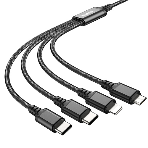 USB дата кабель Lightning+Micro+Type-C+Type-C, X76, HOCO, черный