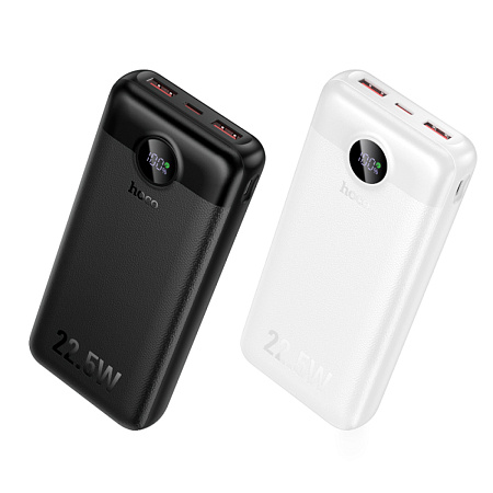 Универсальный Доп. Аккумулятор 20000mAh, J172A, HOCO, выход: 1 USB (22.5W), 1 PD (20W), с дисплеем, белый