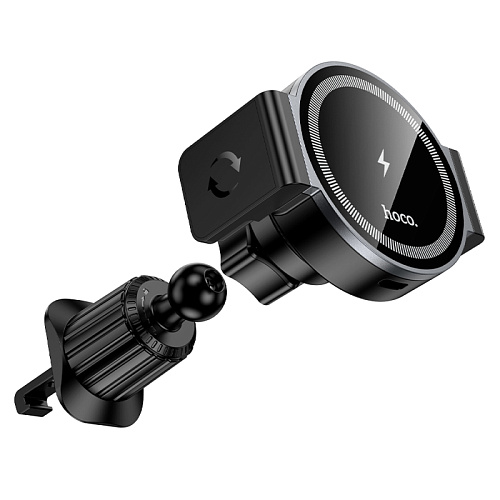 Держатель автомобильный на решетку с беспроводной зарядкой, HW35, HOCO, металлический серый Держатель автомобильный на решетку с беспроводной зарядкой, HW35, HOCO, металлический серый