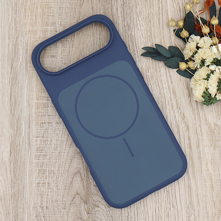 Чехол-накладка для iPhone 17 Air, Silicon Case, магнитный (MagSafe), с дизайном, без лого, X-CASE, синий