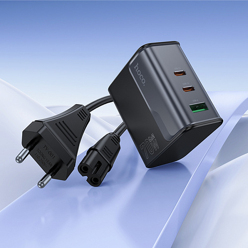 Сетевое зарядное устройство, 2 PD 70W + 1 USB 18W (CS76A), HOCO, черный