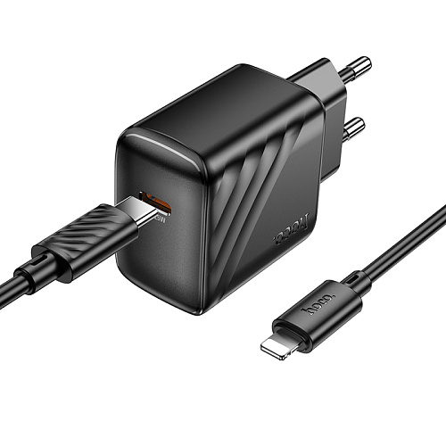 Сетевое зарядное устройство, 1 PD 25W (CS24A), HOCO, Type-C to Lightning, черный