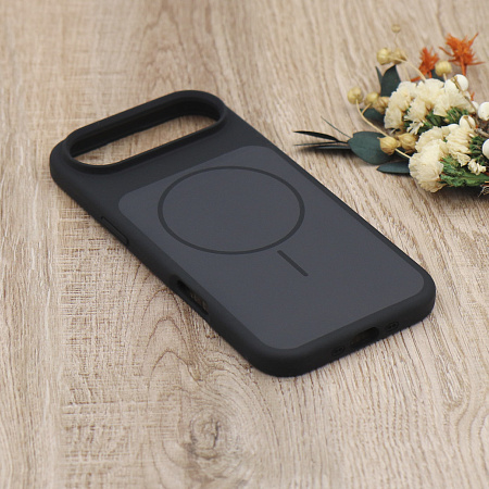 Чехол-накладка для iPhone 17 Air, Silicon Case, магнитный (MagSafe), с дизайном, без лого, X-CASE, черный