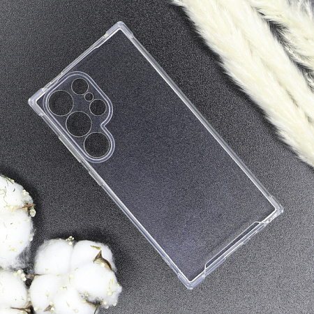 Чехол силиконовый для Samsung Galaxy S24 Ultra, усиленные края, с защитой камеры, X-CASE, прозрачный