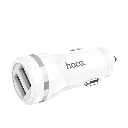 Автомобильное зарядное устройство, 2 USB 2.4A (Z27), HOCO, белый