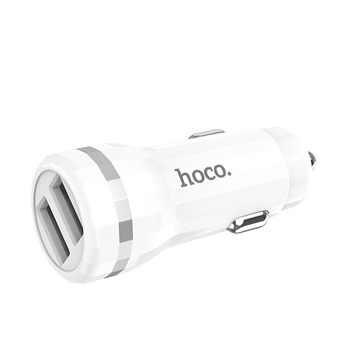 Автомобильное зарядное устройство, 2 USB 2.4A (Z27), HOCO, белый