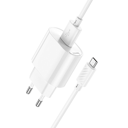 Сетевое зарядное устройство, 1 USB 10.5W (C109A), HOCO, Micro, белый