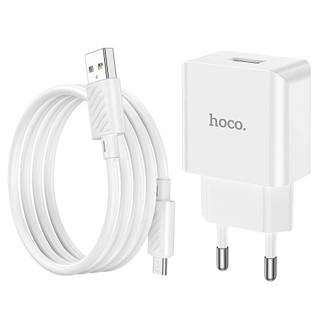 Сетевое зарядное устройство, 1 USB 2.1A (C106A), HOCO, Micro, белый