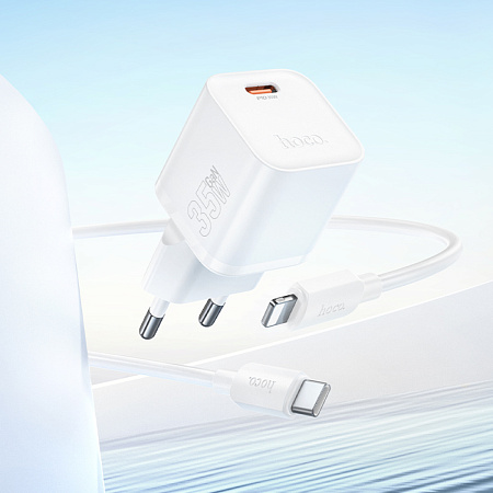 Сетевое зарядное устройство, 1 PD 35W (N66), HOCO, Type-C to Lightning, белый