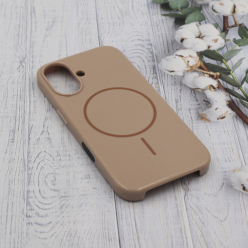 Чехол-накладка для iPhone 16, глянцевый, магнитный (MagSafe), без лого, X-CASE, бежевый