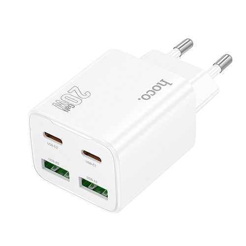 Сетевое зарядное устройство, 2 PD 20W + 2 USB 3.0 QC (N55), HOCO, белый
