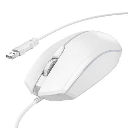 Проводная мышь игровая с подсветкой, GM37, HOCO, DPI 2400, белый с оранжевым