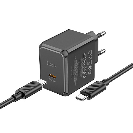 Сетевое зарядное устройство, 1 PD 30W (CS15A), HOCO, Type-C to Type-C, черный