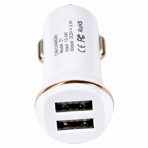 Автомобильное зарядное устройство, 2 USB 2.1A (Z1), usb cable lightning, HOCO, белый