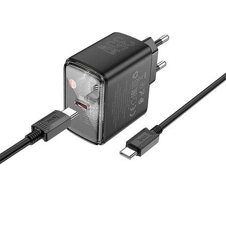 Сетевое зарядное устройство, 1 PD 35W (CS41A), HOCO, Type-C to Type-C, черный