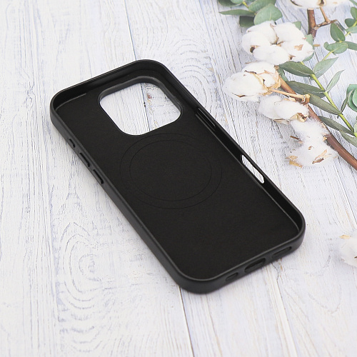 Чехол-накладка для iPhone 16 Pro, экокожа, магнитный (MagSafe), без лого, X-CASE, черный