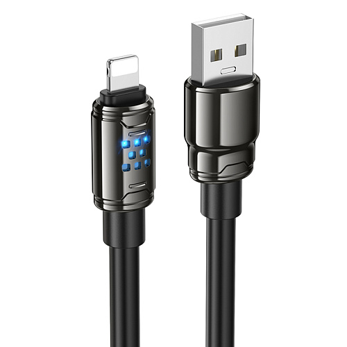 USB дата кабель Lightning, HOCO, U143, 1.2 метр, цвет черный