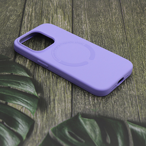 Чехол-накладка для iPhone 15 Pro, Silicon Case, магнитный (MagSafe), без лого, X-CASE, сиреневый