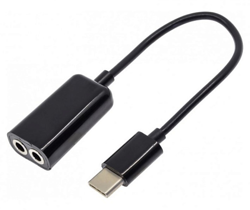 Переходник Type-C на 2-3,5mm Jack, черный