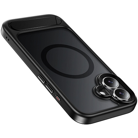 Чехол для iPhone 17, TPU+PC 1.7 мм, Магнитный (MagSafe), с подставкой, AS12, HOCO, прозрачный