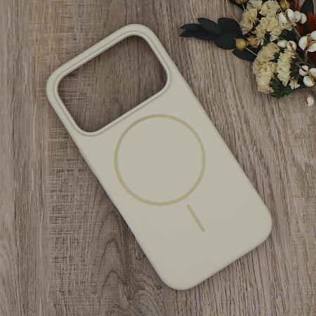 Чехол-накладка для iPhone 17 Pro, Silicon Case, магнитный (MagSafe), без лого, X-CASE, бежевый