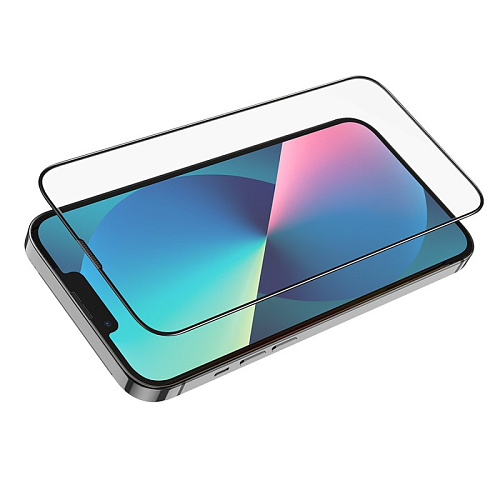 Защитное стекло на iPhone 13 Pro Max/14 Plus (6.7), с сеточкой для динамика, черное, X-CASE