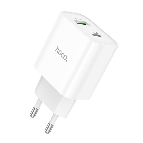 Сетевое зарядное устройство, 1 PD 20W + 1 USB 3.0 QC (C80A Plus), HOCO, белый