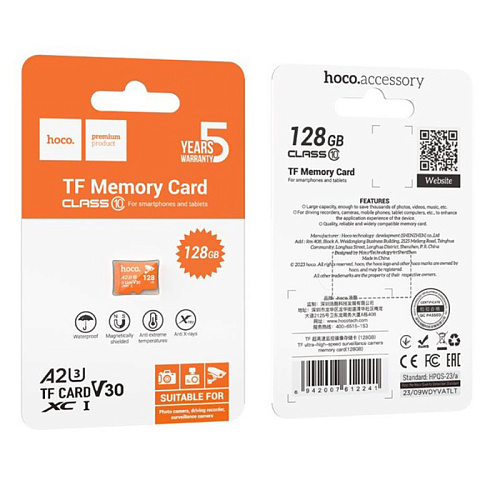 Micro SD 128GB class 10 U3, HOCO, A2