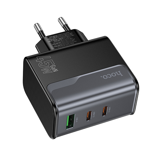 Сетевое зарядное устройство, 2 PD 70W + 1 USB 3.0 QC (CS75A), HOCO, черный